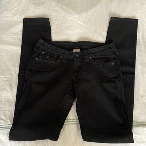 True Religion womens straight leg stretchy jeans - black